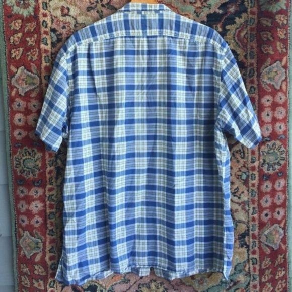 Polo Button Down Plaid Men's Short Sleeve - Picture 3 of 5